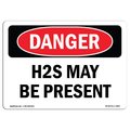 Signmission Safety Sign, OSHA Danger, 10" Height, 14" Width, Rigid Plastic, H2S May Be Present, Landscape OS-DS-P-1014-L-1829